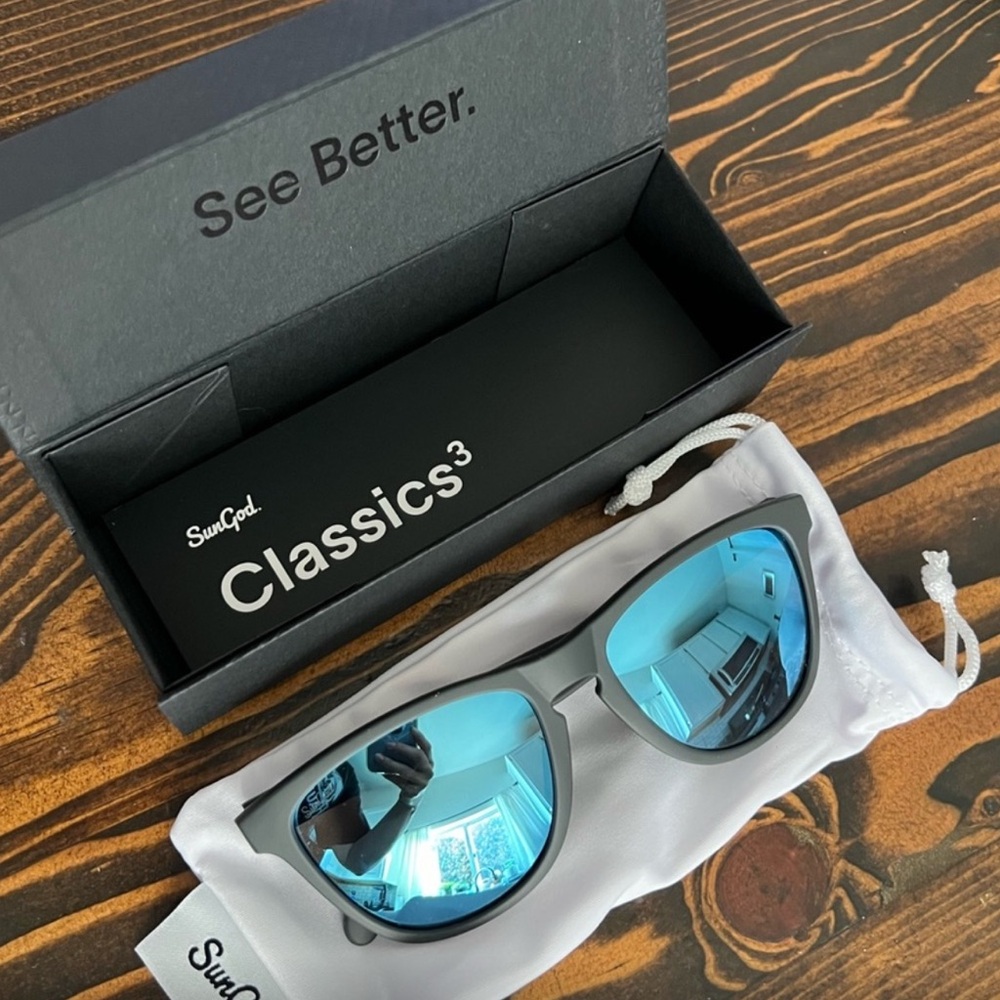 SunGod Blue and Grey polarized Sunglasses with Mirrored Lenses